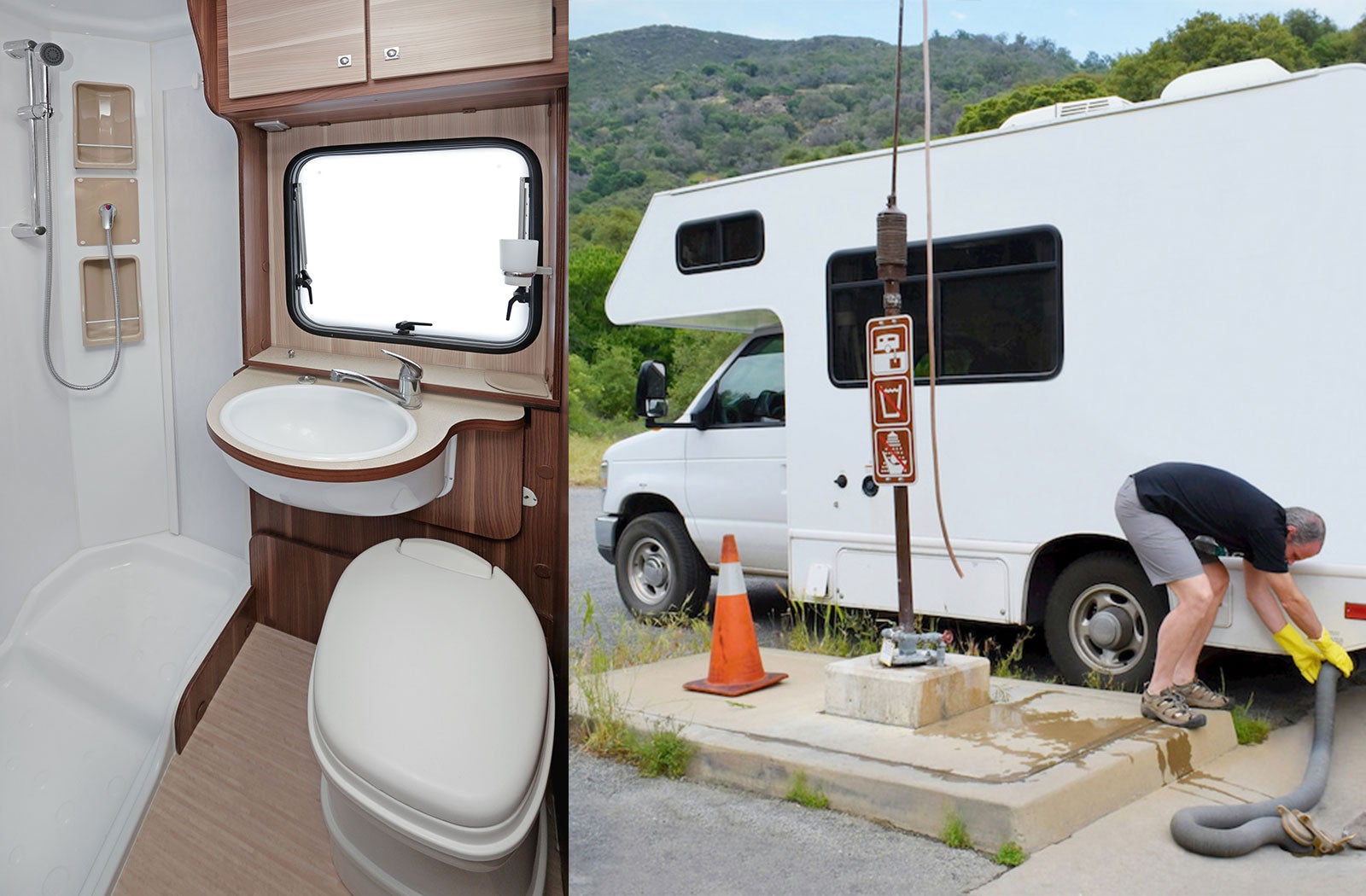 Portable RV/camper toilet and holding tank setup in Wausau, Wisconsin
