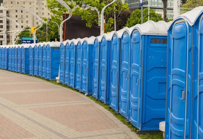 Seasonal porta potty units set up at a Wausau, Wisconsin venue