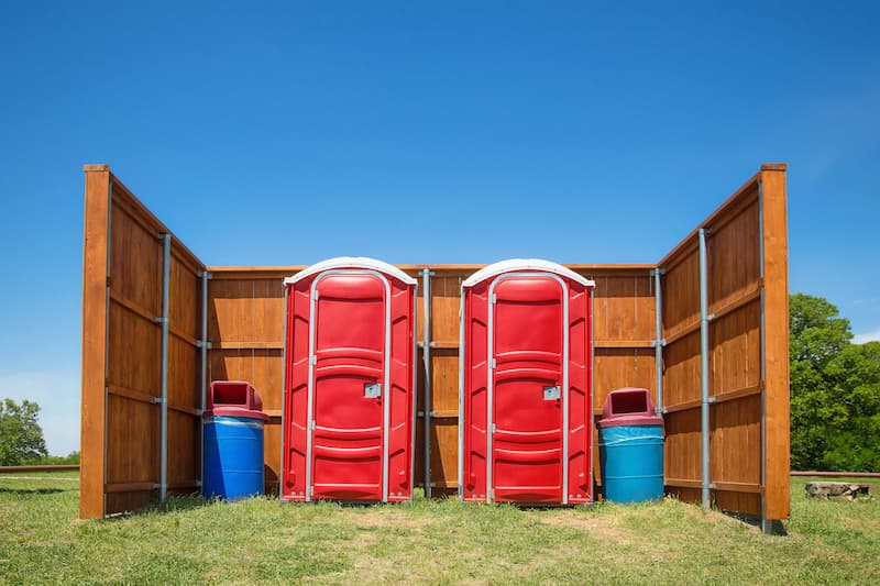 Short-term porta potty units staged for delivery in Wausau, Wisconsin